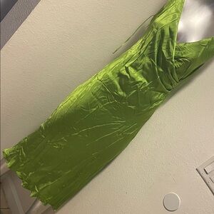 Chic Lime Satin Midi Dress